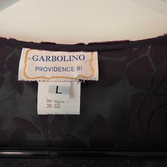 Vintage Velvet Burnout Dark Floral Semi Sheer Top Size Large Purple Whimsigoth - Picture 4 of 4